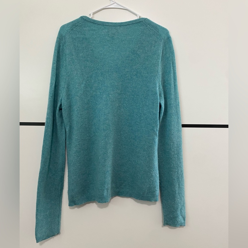 ADRIENNE VITTADINI  100% 2-Ply Cashmere V-Neck sweater Aqua Blue Women’s Size XL - Picture 2 of 10